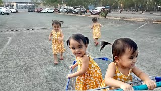 Shopping cart riding with Hailey and Sofey  | Manliguez Twins