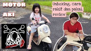 MOTOR AKI SCOOPY M 999 UNBOXING, CARA MERAKIT DAN REVIEW MAINAN ANAK