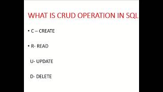 WHAT IS CRUD OPERATION IN SQL