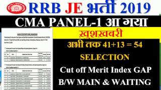 RRB CHENNAI CMA PANEL-1 आ गया | Cut off Merit Index GAP B/W MAIN & WAITING