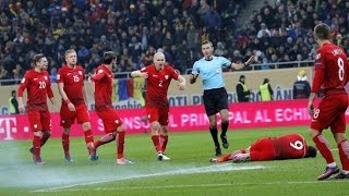 Firecraker Exploded at Lewandowski's Feet (Romania vs. Poland 0:3 | Qualification)