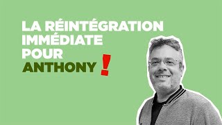 Retrait de la procédure disciplinaire contre notre collègue Anthony Smith !