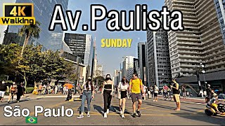 Walking on Paulista Avenue 🇧🇷on Sunday | walking tour SAO PAULO | 4K 2021 | Domingo na Paulista