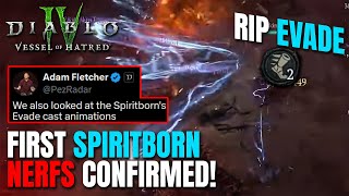 Spiritborn NERFS CONFIRMED! RIP EVADE - Vessel of Hatred Diablo 4