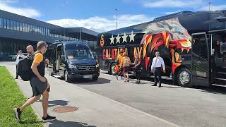 Football Team Galatasaray Turkey arrival Ljubljana Airport Slovenia. Champions League match