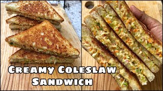 Creamy Coleslaw Sandwich Recipe | Easy Coleslaw Sandwich Recipe | Coleslaw Sandwich for breakfast