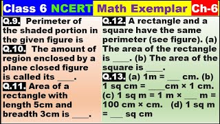 Class 6 Math Ch-6 Q 9 to 13 Math NCERT Exemplar Solution|MATH|NCERT|Mensuration|CBSE|Chapter 6|NCERT