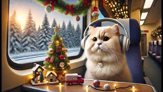 Lofi Cat on the Train 😺 | Christmas Vibes 🎄🎁 | Chill Jazz Beats for Study & Relax 🎶🎷📀