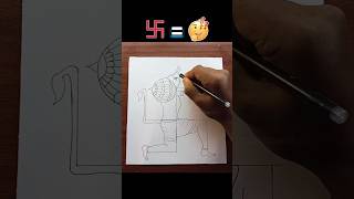 OMG!! 😱 Lord Hanuman Drawing from Swastik | Easy Hanumanji Drawing | How to draw Hanuman ji #shorts