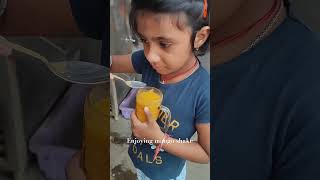 Enjoying  my mango milk shake#ytshorts #trending#mango #shake #mango #mangorecipe