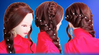 Unique messy French braided hairstyle | hairstyle for long and medium hair |  hairstyle by shameela