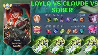 LAYLA VS SABER VS CLAUDE❗BUILD ONE SHOT ENEMY DELETE! 2 counter Layla | build top 1 global Layla