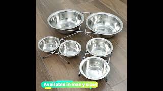 Stainless Steel Raised Double Pet Bowls