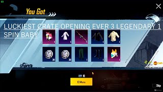 Luckiest Crate Opening Get 3 Legendary in 1 Spin | Luckiest Legendary Ever | Pubg Mobile Crates