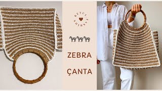 🦓HASIR İPTEN ÖZEL TASARIMIM OLAN ZEBRA ÇANTAYI ÖRÜYORUZ - My special design raffia bag