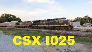 CSX I025 Autorack / Container / Piggyback Trailer Train with 3053, 5400, 3233 in Athens