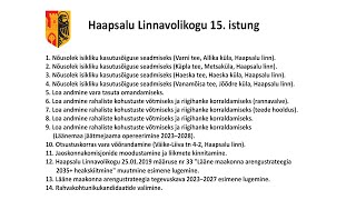 Haapsalu Linnavolikogu istung (27.01.2023)