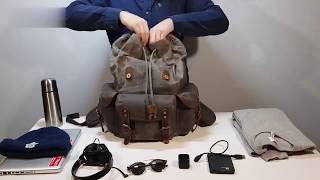 Waterproof Canvas and Leather Backpack -- Woosir