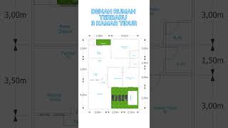 Denah Rumah Terbaru Di Lahan 8x11 Meter  3 Kamar Tidur #denahrumah #rumahminimalis #desianrumah