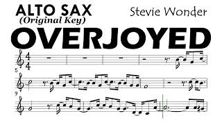 OVERJOYED Alto Sax Original Version Sheet Music Backing Track Partitura Stevie Wonder