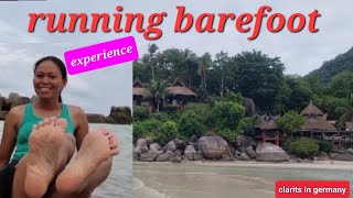 running barefoot on the beach / Koh tao island, Thailand / Sairee beach / holiday 2023 in Augost