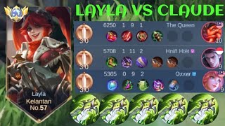 LAYLA VS CLAUDE❗BUILD ONE SHOT ENEMY DELETE! DAMAGE 💯% | build top 1 global Layla