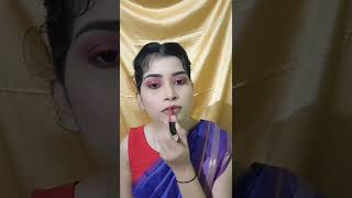 #shorts/Saraswati Puja Maharashtra style makeup look #maratha makeup look with nude lips n makeup#SA