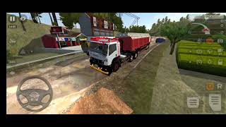 long trailer bawa muatan berat melewati jalur pelosok - Bussid - mod bussid - android gameplay