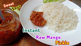 Instant Raw Mango Pickle, Sweet and Sour Raw Mango Chutney, 10 Minutes Pickle, Side dish