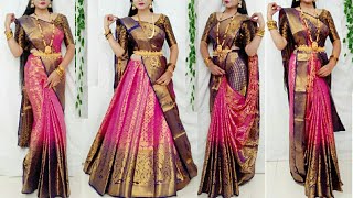 Banarasi Silk Saree Draping in 5 Styles/Saree Wearing Styles to look elegant/Silk saree draping idea