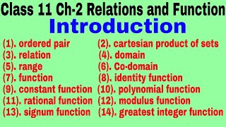 Class 11 Ch 2|Relations and Functions|Introduction|Math|NCERT|Notes|Intro|All Basic|SummaryChapter 2