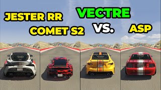 EMPEROR VECTRE Vs Jester RR Vs Comet S2 Vs Dominator ASP - Speed Test - GTA 5 Online