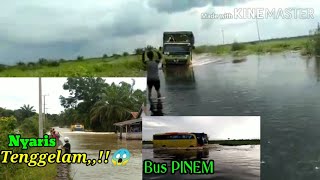 Nekat!! Truk & Bus Menerjang Banjir