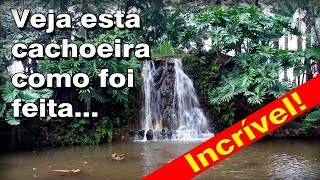 lago artificial com cachoeira artificial na cidade de araras - Linda cascata artificial de pedra