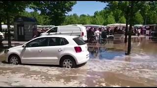 Überschwemmung am Bassinplatz in Potsdam