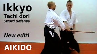 Aikido technique IKKYO in TACHI DORI, against different sword attacks, by Stefan Stenudd in 2003