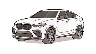 How to draw a BMW X6 M 2025 / drawing BMW x6m sports car