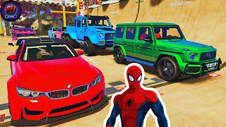 SPECTACULAR BIG RAMP STUNTS WITH SPIDER-MAN AND COLORFUL SUPER CARS! 🕷️🔥 | GTA V