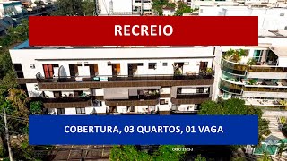 CO00211 - Recreio, linda cobertura linear, sala, 3 quartos, cozinha, dependência completa e 1 vaga.