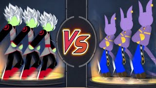 Zamasu vs Lord Beerus Fight in Stickman Warriors with new powerful Moves