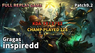 JUNGLE Gragas VS Lee Sin Replay S9 / 정글 그라가스 VS 리 신 관전 시즌9 - 13/2/12 Patch 9.22 EUW1