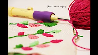 آموزش گلدوزی با سوزن نیدل پانچ❤Embroidery leaf with punch needle