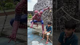 Spiderman in theme park🕸️❤️ #avengers #explore #shorts