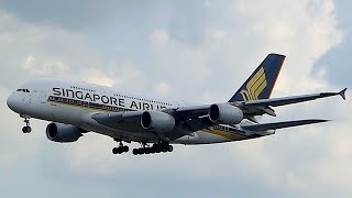 Singapore Airlines Airbus A380-800 landing at Frankfurt Airport