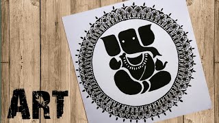 Ganesha Art// How to draw lord Ganesh in water colour// Draw doodle art// Ganesh easy drawing..