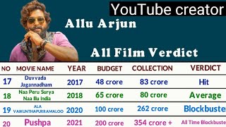 Allu Arjun All movies Verdict || budget collection || Hit or flop @thefrontwinner3892