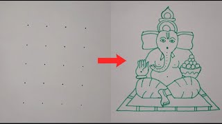 Easy Ganesha Drawing From 4×5 Dots || Step-By-Step Drawing