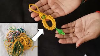 Macrame keychain new design बचे हुए macrame के छोटे छोटे धागे से बनाए