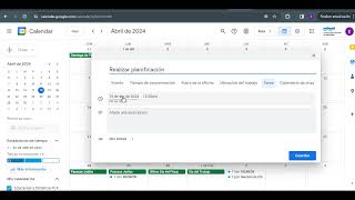 Crear tarea en Google Calendar