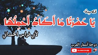 يا حسرة ما أكاد أحملها | أبو فراس الحمداني | مع شرح مفردات القصيدة